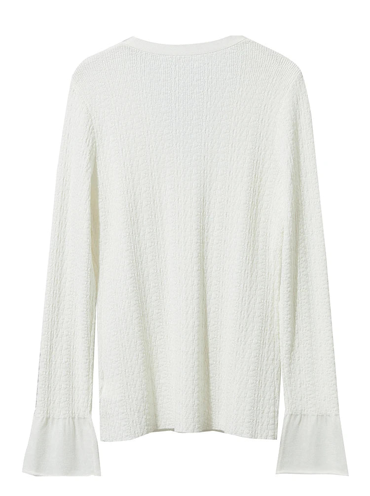 Damen-Strickjacke V-Ausschnitt einfarbig gerade Langarm vielseitig Herbst