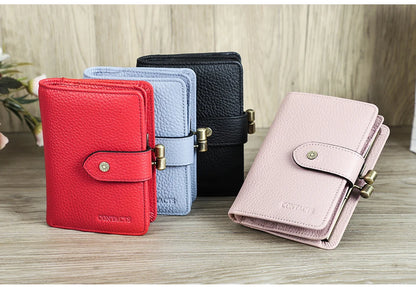 Damen Echtleder Geldbörse Vintage Metallrahmen Kartenhalter Münzbörse Luxus