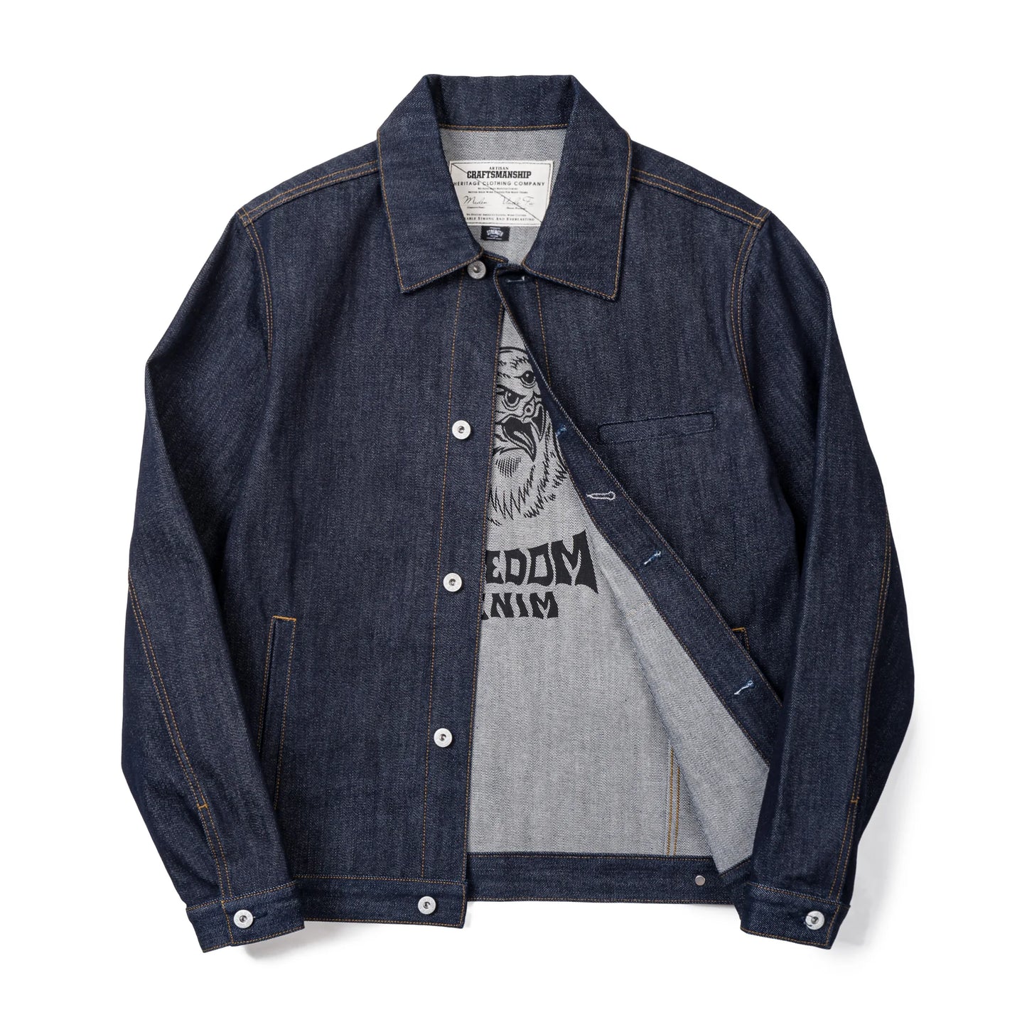 Herren Jeansjacke Retro 16,5 Unzen Schwere Baumwoll-Reversjacke Klassischer Mantel