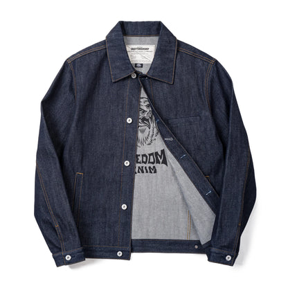 Herren Jeansjacke Retro 16,5 Unzen Schwere Baumwoll-Reversjacke Klassischer Mantel