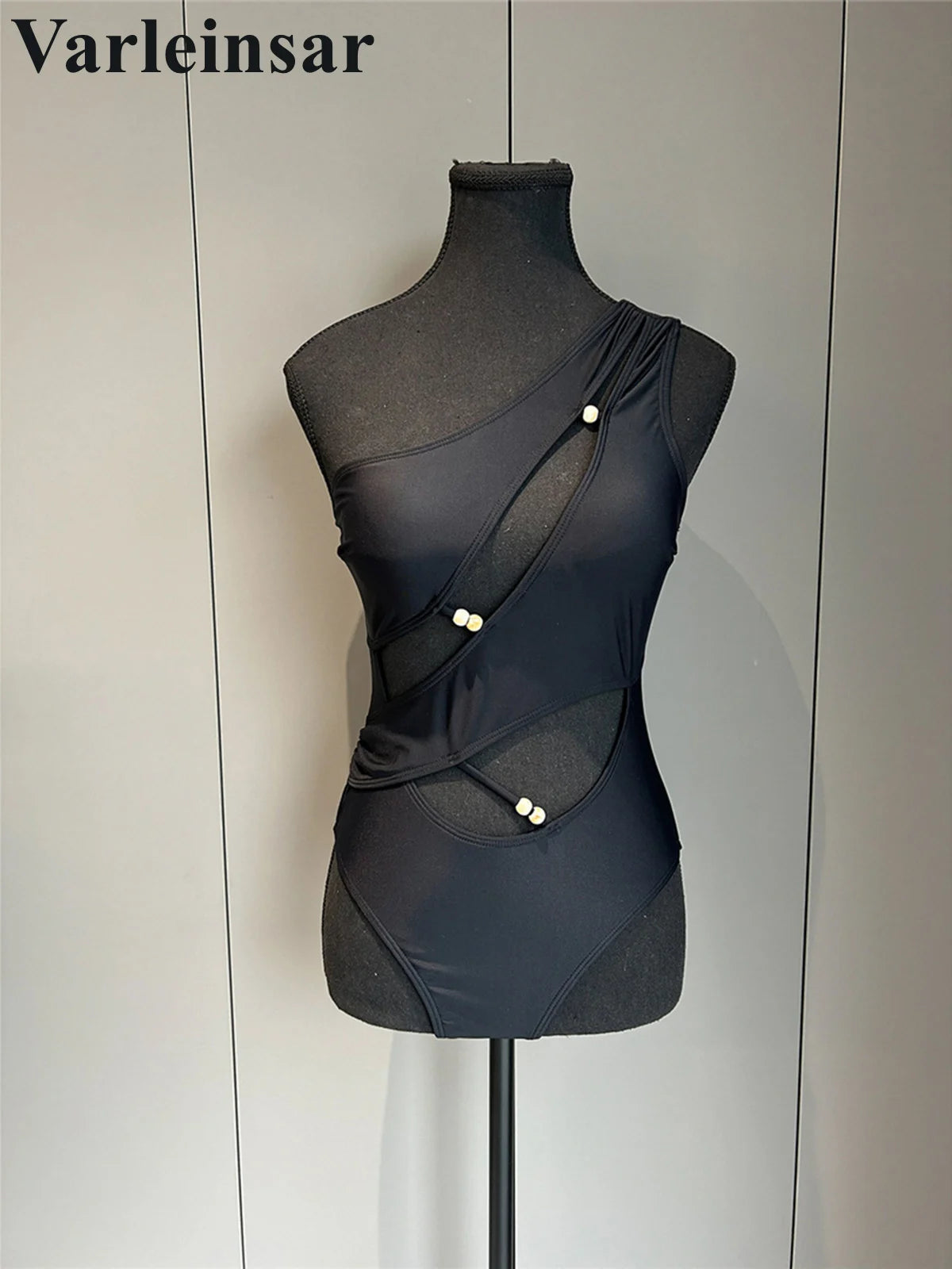 Damen Badeanzug One-Shoulder asymmetrisch hoher Beinausschnitt Monokini Einteiler