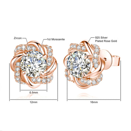 Damen-Moissanit-Ohrringe mit Zertifikat, 2 Karat Rosegold, Davidstern-Design, Luxusschmuck