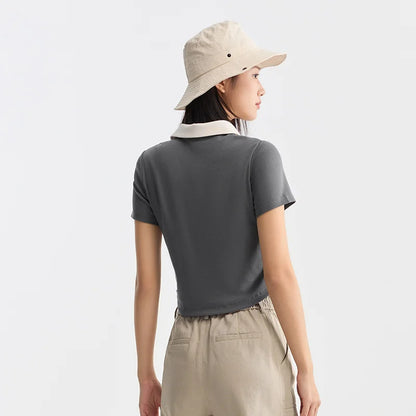 Semir Polo Shirt Frauen kurz gedruckt Retro-Stil 2024 Sommer neue schlanke Krawatte Tops