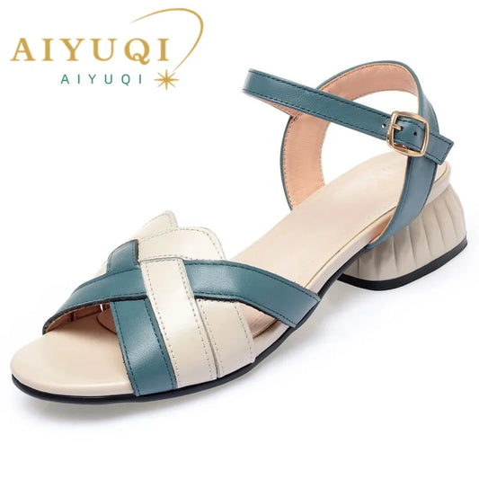 Damen Sandalen Leder Roman Gladiator Platform