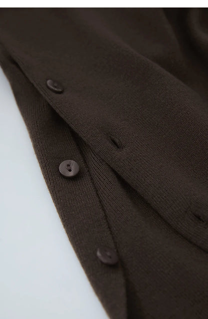Damen-Strickjacke lang Seide-Wolle Umlegekragen locker Herbst