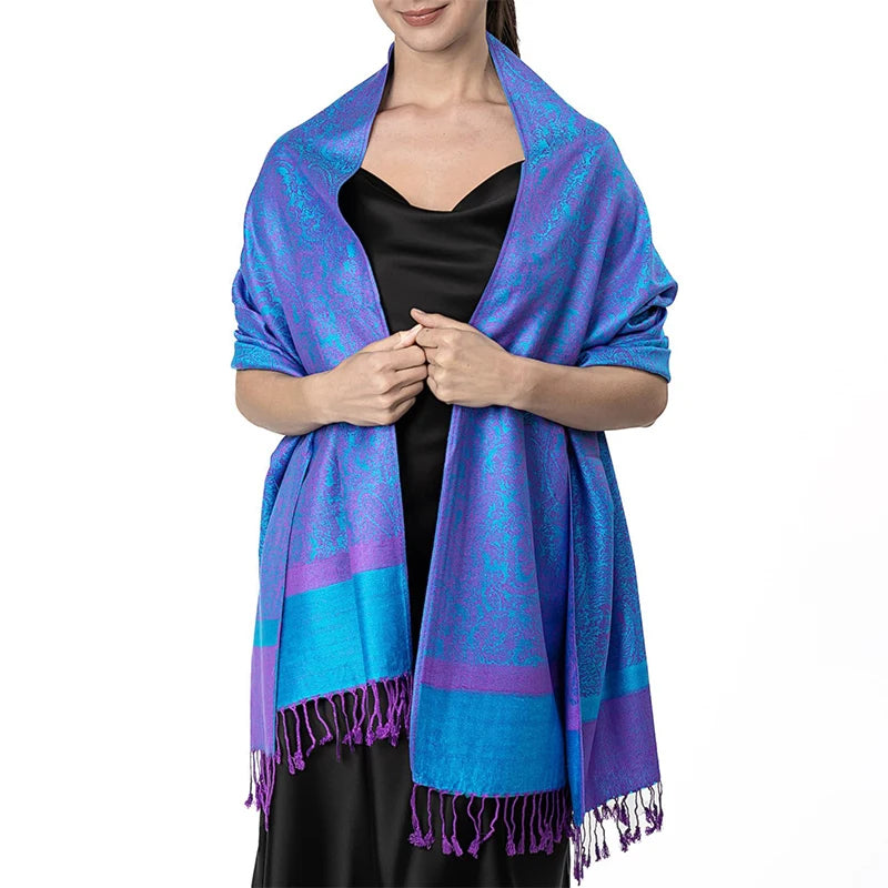 Damen Jacquard Schal ethnisch Kaschmir dick weich Halstuch Bandana Outdoor