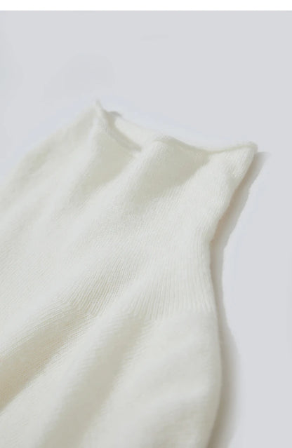 Damen-Rollkragenpullover Wolle-Kaschmir locker einfarbig Herbst