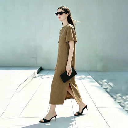Elegantes Sommerkleid Midi Für Damen Mit Offenen Rücken Und Formstabilen Stoff