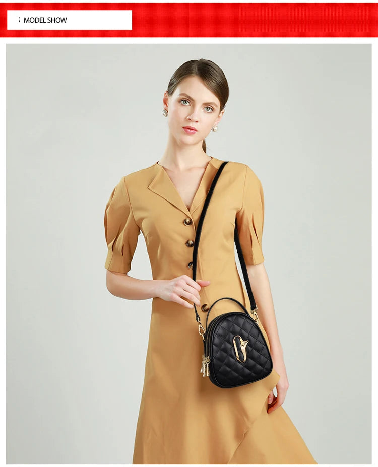 Damen Umhängetasche aus Leder kleine Mini Crossbody-Tasche