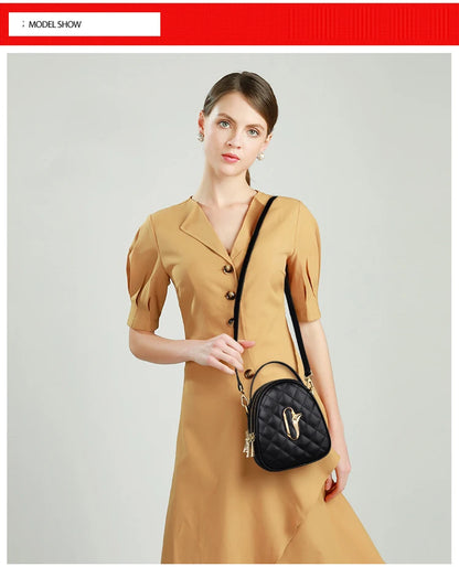 Damen Umhängetasche aus Leder kleine Mini Crossbody-Tasche
