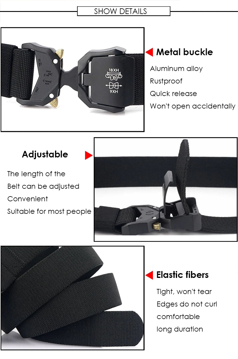 Unisex-Gürtel Schnellverschluss aus Nylon Elastisch 3,8 cm Breite Robuste Verarbeitung Alltagstauglich