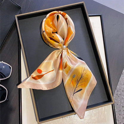Damen Seidenschal 53cm quadratisch Blumenprint Luxus Hijab Bandana M