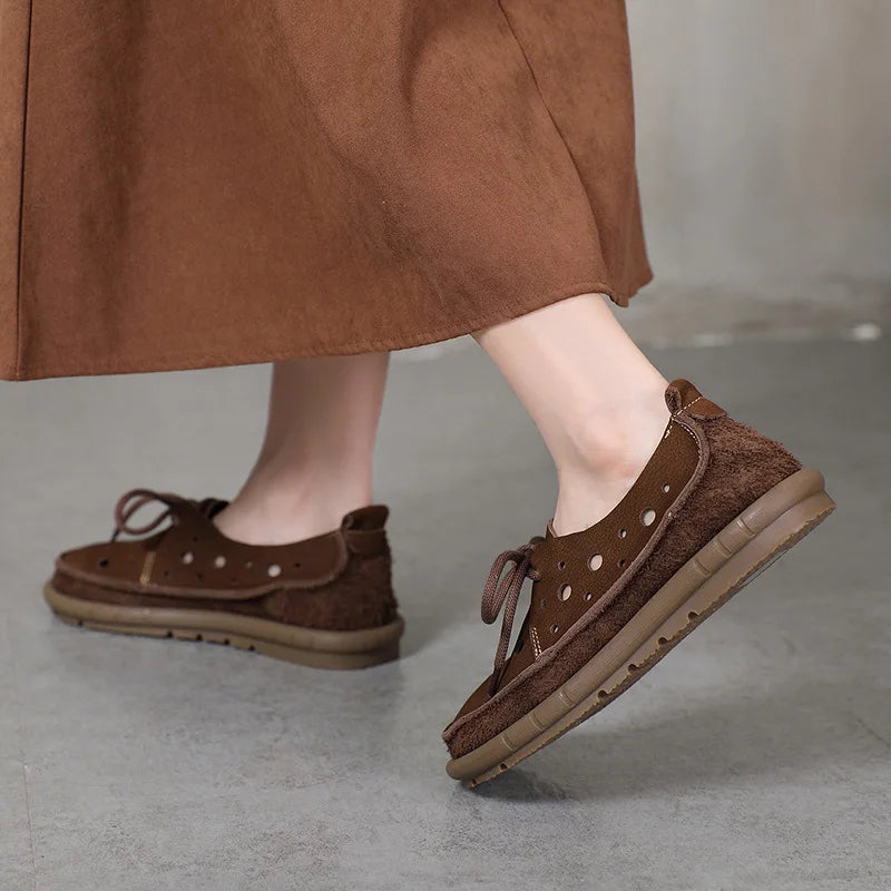 AIYUQI 2025, neue flache Damensandalen, rutschfeste Schnür-Loafer mit weichen Sohlen für Damen, Sommer-Strandschuhe mit großem Loch für Damen