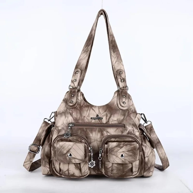 Damen-Handtasche Mit Viel Stauraum Und Mehrfachfächern Aus PU-Leder Für Alltag Und Freizeit