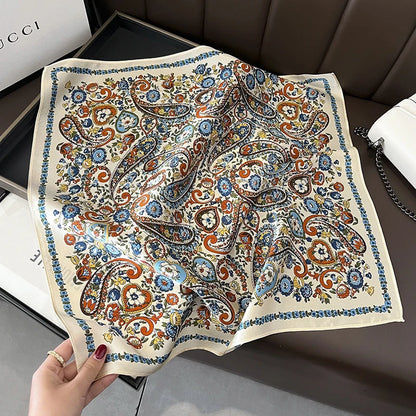 Damen Seidenschal quadratisch Luxus bedruckt Bandana Kopftuch Haarband