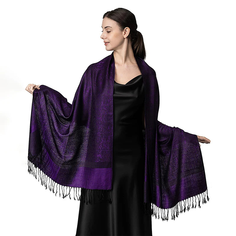 Damen Jacquard Schal ethnisch Kaschmir dick weich Halstuch Bandana Outdoor