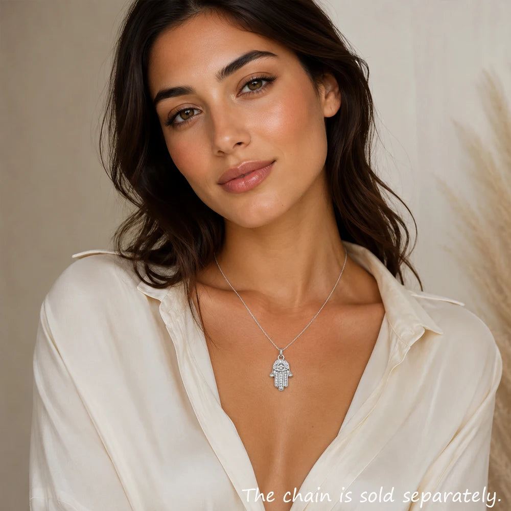 Damen-Charm-Anhänger Hand der Fatima Schutz II aus Sterlingsilber