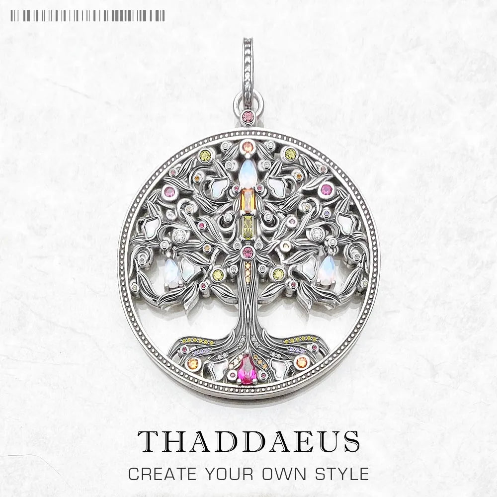 Damen-Charm-Anhänger bunter Baum Böhmen Sommer aus Sterlingsilber