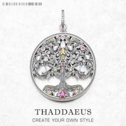 Damen-Charm-Anhänger bunter Baum Böhmen Sommer aus Sterlingsilber