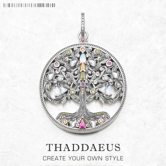 Damen-Charm-Anhänger bunter Baum Böhmen Sommer aus Sterlingsilber
