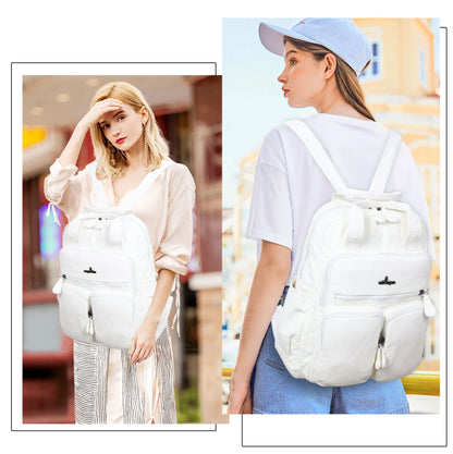 Damen-Schulrucksack Mit Mehrfachfächern Und Einfarbigem Design Für Schule Und Freizeit