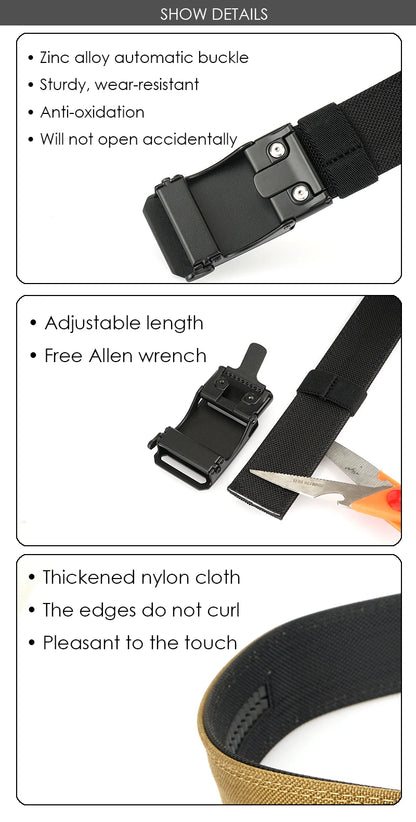 Herren-Taktischer Gürtel Mit Automatischer Schnalle Aus Robuster Nylon-Verarbeitung Für Outdoor-Einsatz