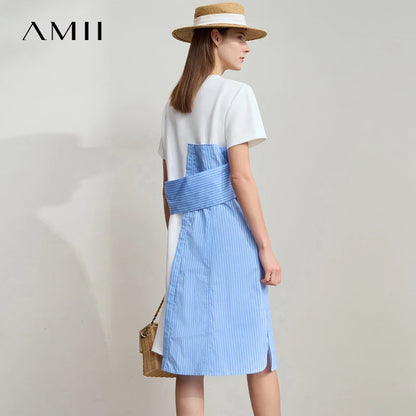 Trendiges Sommerkleid Mit Rundhals Und Kurzarm Für Damen Elegant