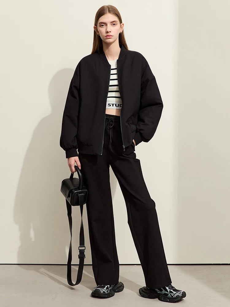 Damen Parka im sportlichen Stil mit Baseballkragen und Stickerei