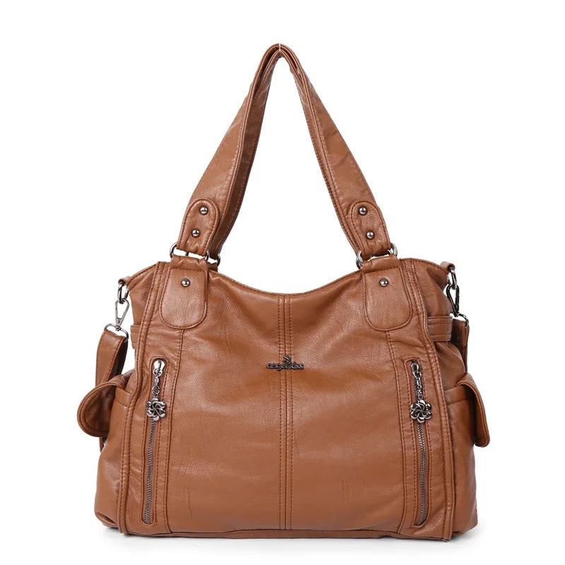 Damen-Handtasche Aus Denim Im Vintage-Look Große Schultertasche Mit Top-Griff Und Tragegurt