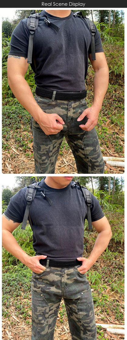 Herren-Taktischer Innengürtel aus Nylon mit Klettverschluss, 4,3 cm Breite, Verstellbar 105–135 cm