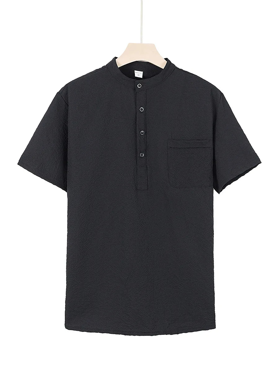 Langarm-Poloshirt für Herren mit Reverskragen – dünnes, vielseitiges Oberteil für Business und Freizeit in Uni-Farben, ideal für den Frühling und Herbst
