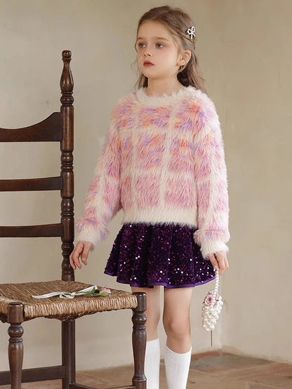 Winterpullover für Mädchen mit langen Ärmeln – ideal für Weihnachtsfeiern, in Weiß und Grün, für Kinder von 110 cm bis 170 cm.