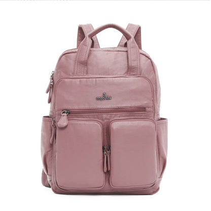 Damen-Schulrucksack Mit Mehrfachfächern Und Einfarbigem Design Für Schule Und Freizeit