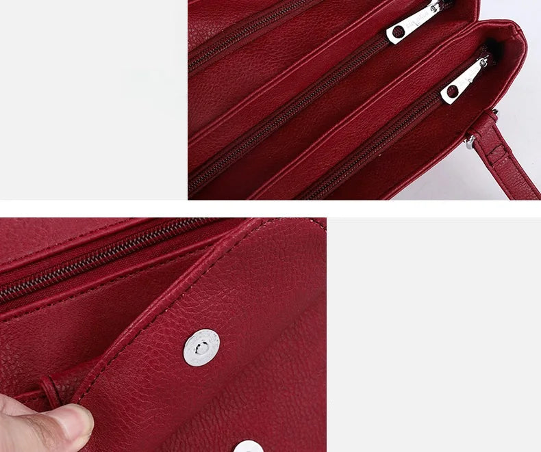 Damen-Handtasche Vintage Schultertasche mit Mehrfachfächern und große Kapazität für iPad und Smartphone