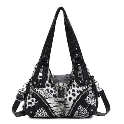 Damen-Hobo-Handtasche Aus Weichem Kunstleder Mit Leopardendruck Und Crossbody-Tragegurt Für Alltag