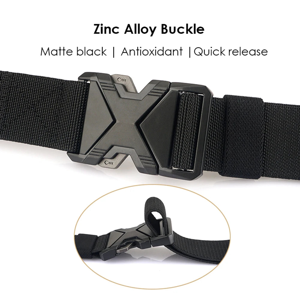 Herren-Taktischer Gürtel aus Nylon mit Elastischem Band und Schnellverschluss 3,8 cm Breite
