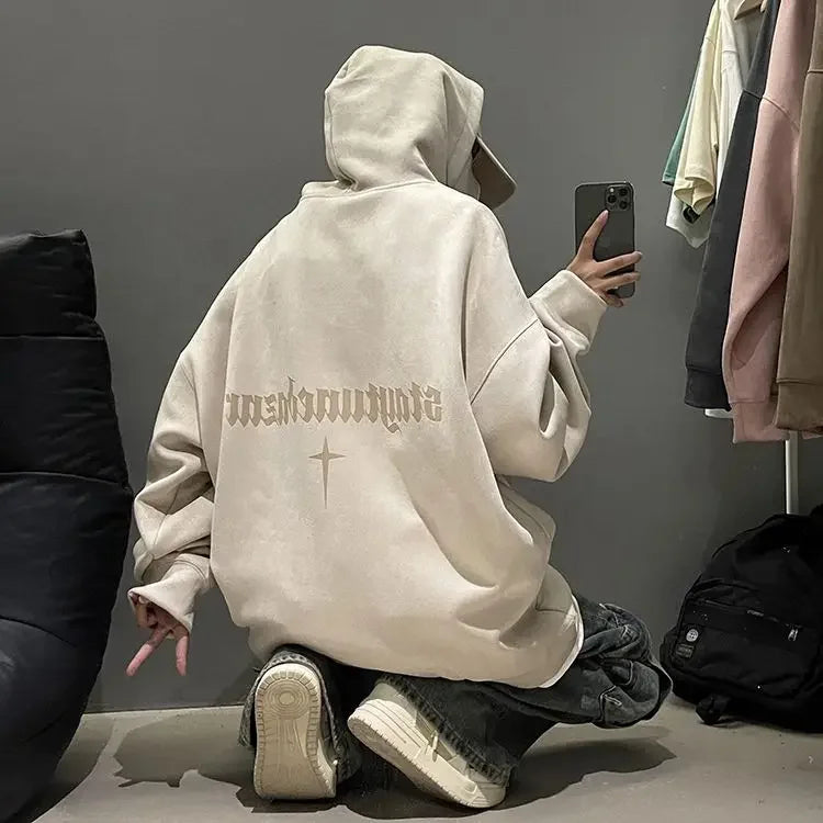 Lässiger Herren-Hoodie mit Rundhalsausschnitt und Vintage-Cartoon-Print – ideal für Herbst und Winter