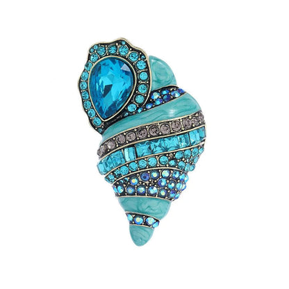 Brosche Muschel Emaille Strass Meeresmotiv Ozean Anstecknadel Damen