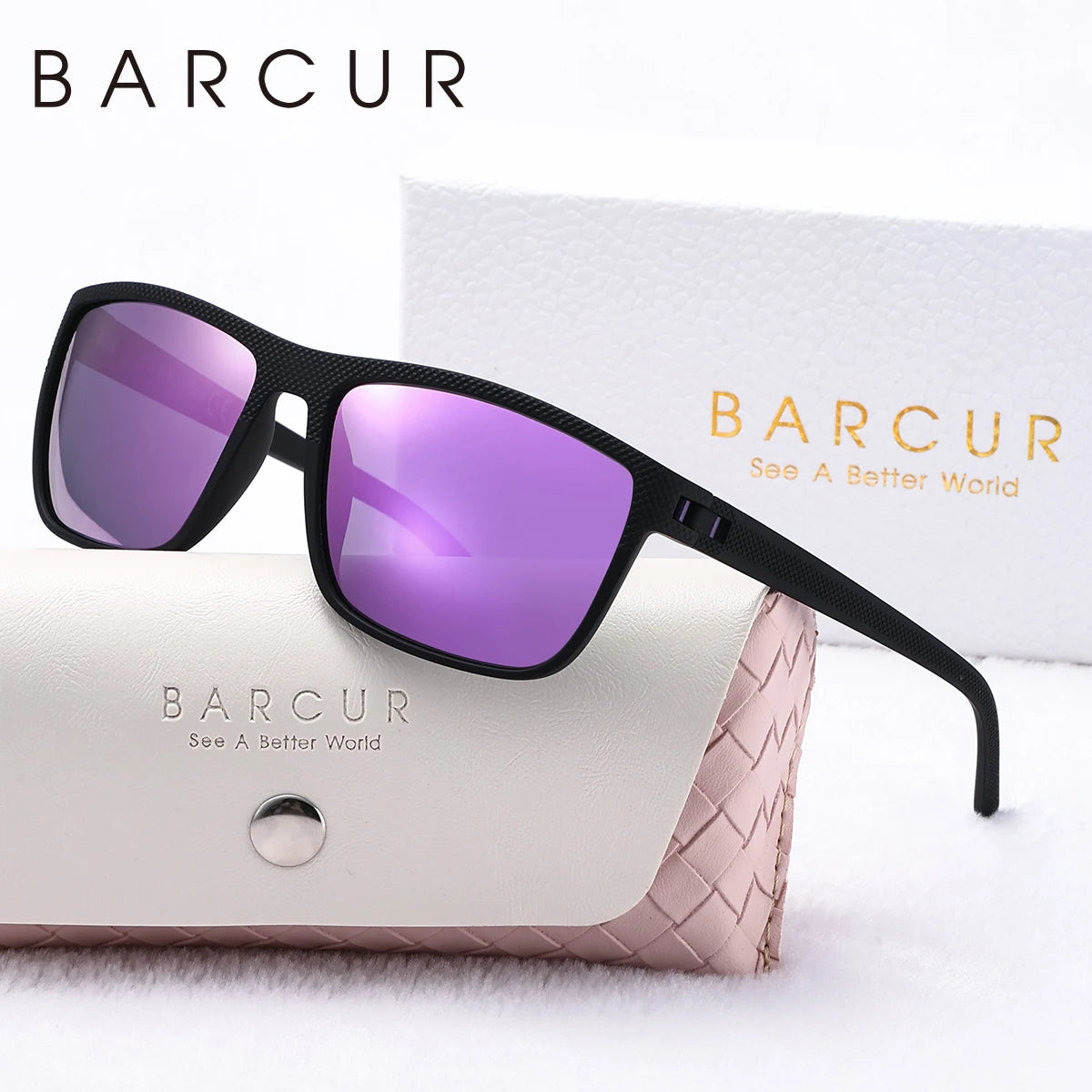 Damen-Sonnenbrille quadratisch weiß rosa PC Sport UV400 polarisiert