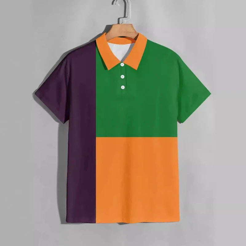 Sommerliches Polohemd mit Farbblock-Design und atmungsaktivem, bequemem Kurzarm – ideal für legere Anlässe