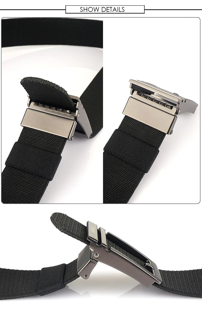 VATLY Herren Stretch-Gürtel 38mm mit Automatik-Schnalle aus Nylon