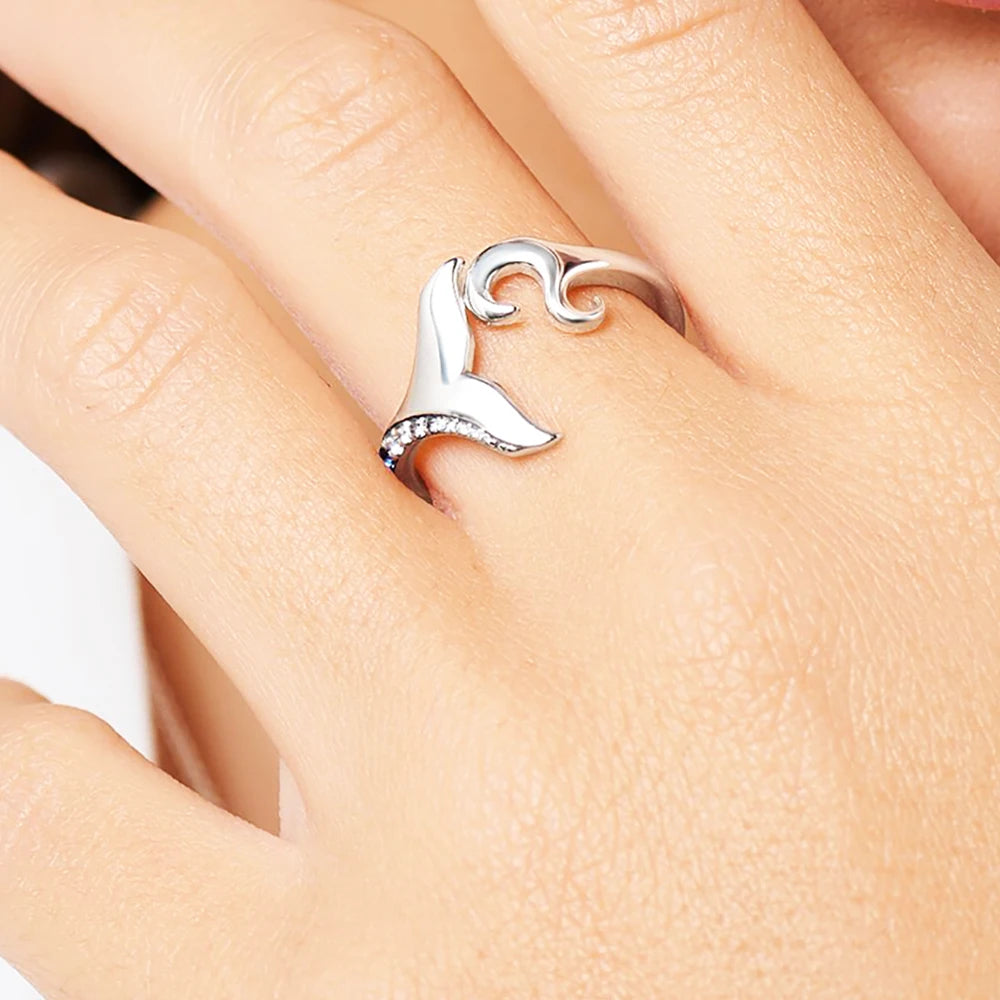 Damen-Schmuckset Delfin Ring Ohrstecker Anhänger trendig aus Sterlingsilber