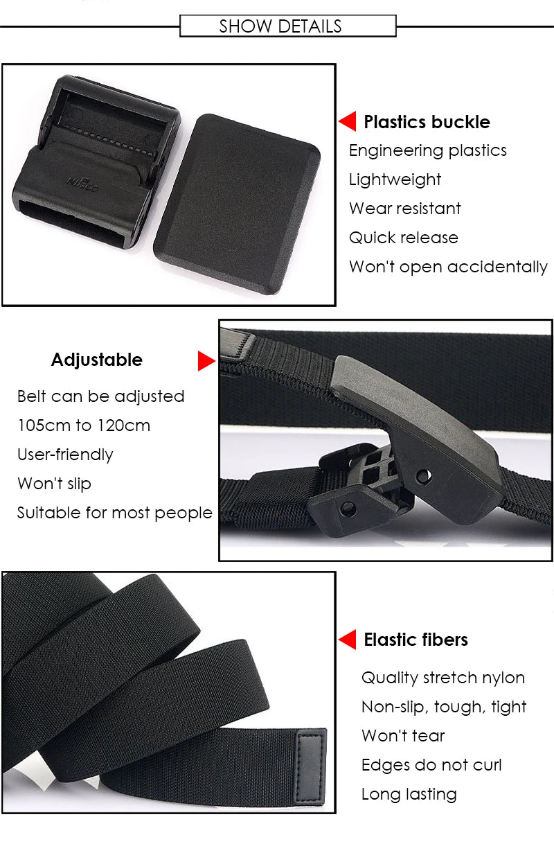 Unisex Elastischer Gürtel für Outdoor Aktivitäten Leicht Flexibel zum Wandern und Angeln Metallfrei