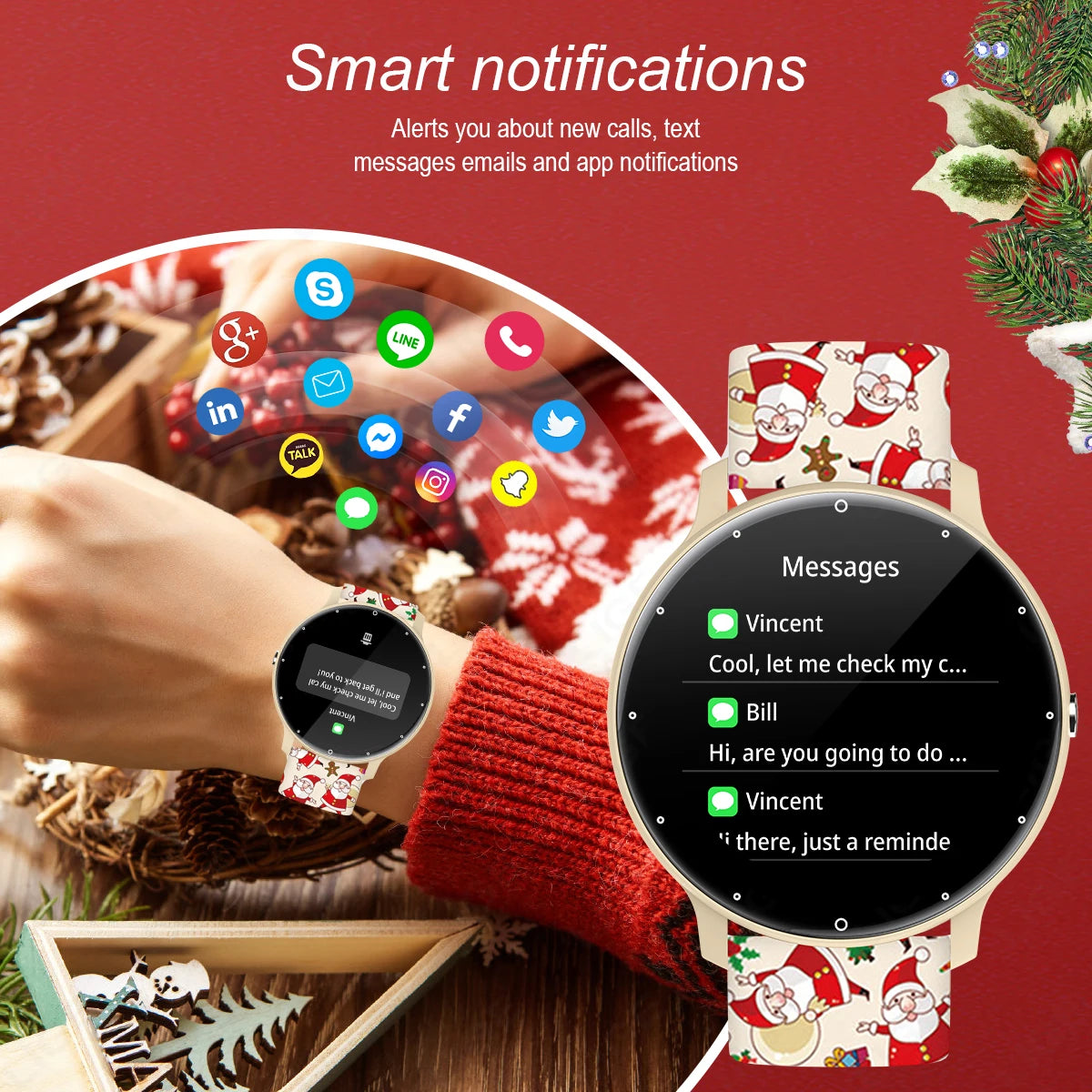 LIGE 2024 Neue Smart Uhr Für Männer Frauen 1,28 "Full Touch Screen Smartwatch Gesundheit Monitor BT Anrufe Smart Uhr weihnachten Strap