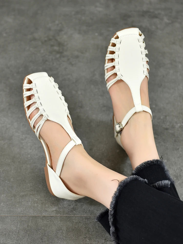 AIYUQI Damen-Sandalen, Sommer 2022, neue handgewebte römische Sandalen, weiblich, große Größe, rutschfeste Schweinekäfig-Schuhe für Damen