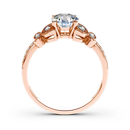 Damen-Ring Aus Roségold Mit Moissanit 1 Karat Schmetterlingsdesign Und Echtheitszertifikat