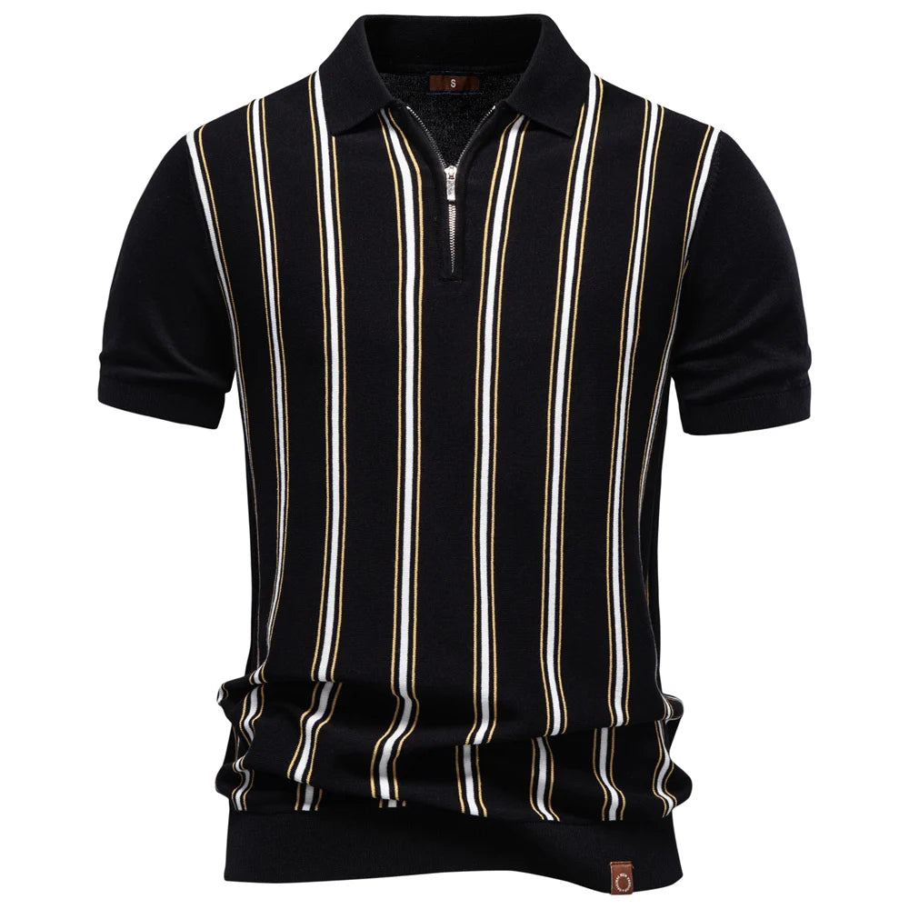 Herren Poloshirt Gestreift Old Money Elegant Atmungsaktiv