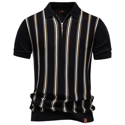 Herren Poloshirt Gestreift Old Money Elegant Atmungsaktiv