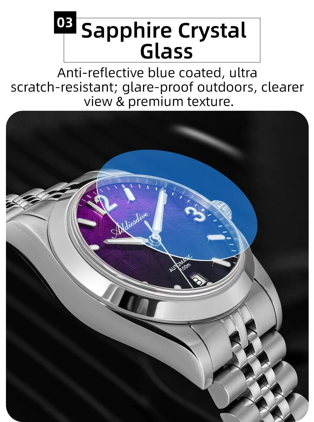 Herren-Automatikuhr mit Jubilee-Armband und Saphirglas