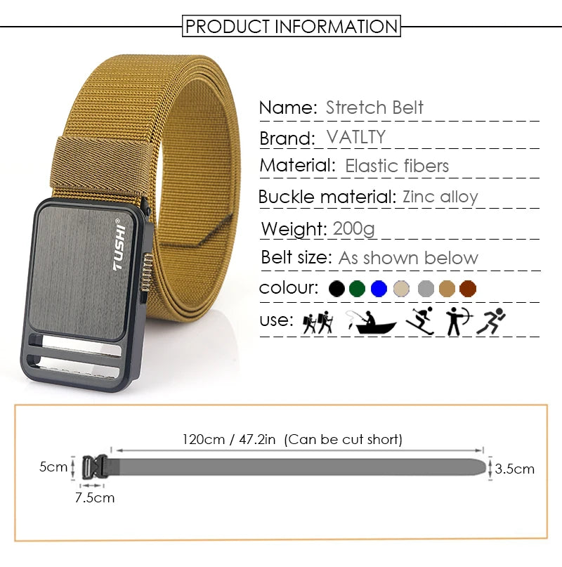 Herren-Gürtel Elastisch 35 mm Breite Mit Steck-Schnalle Für Outdoor-Aktivitäten Camping